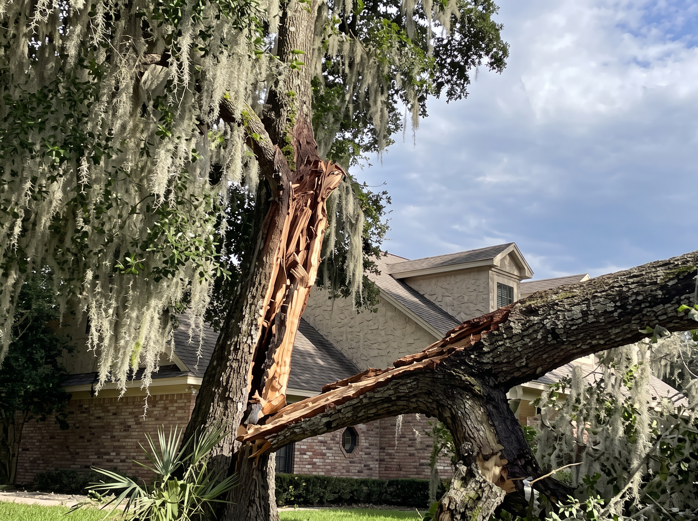 Large limb lowered beside a Tampa home